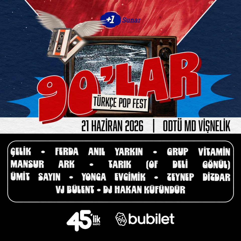90'lar Türkçe Pop Fest : Çelik, Yonca Evcimik, Ferda Anıl Yarkın, Ümit Sayın, Mansur Ark, Grup Vitamin, Zeynep Dizdar, Tarık (Of Deli Gönül), Vj Bülent, Dj Hakan Küfündür