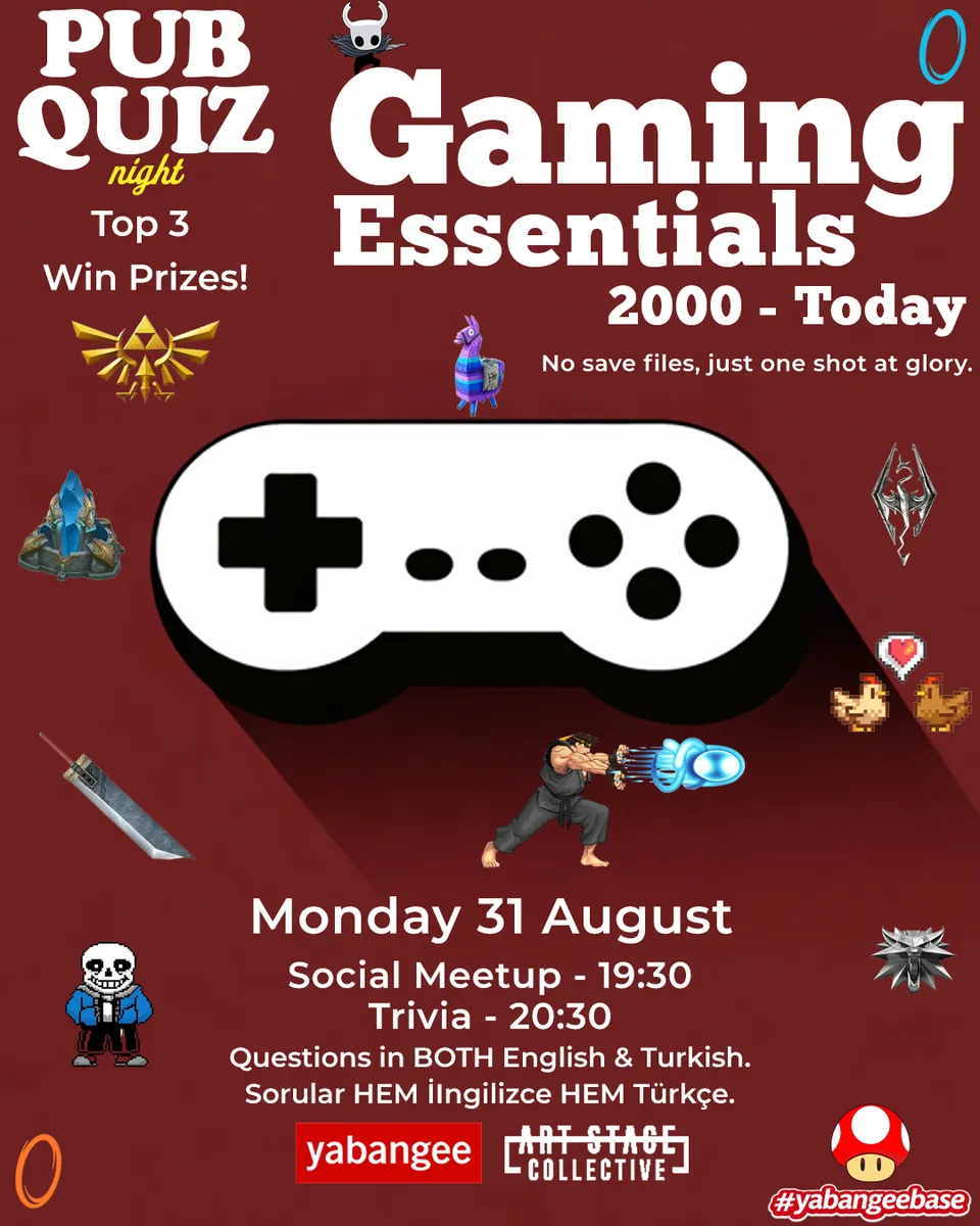 Pub Quiz on Gaming: Questions in English & Turkish card