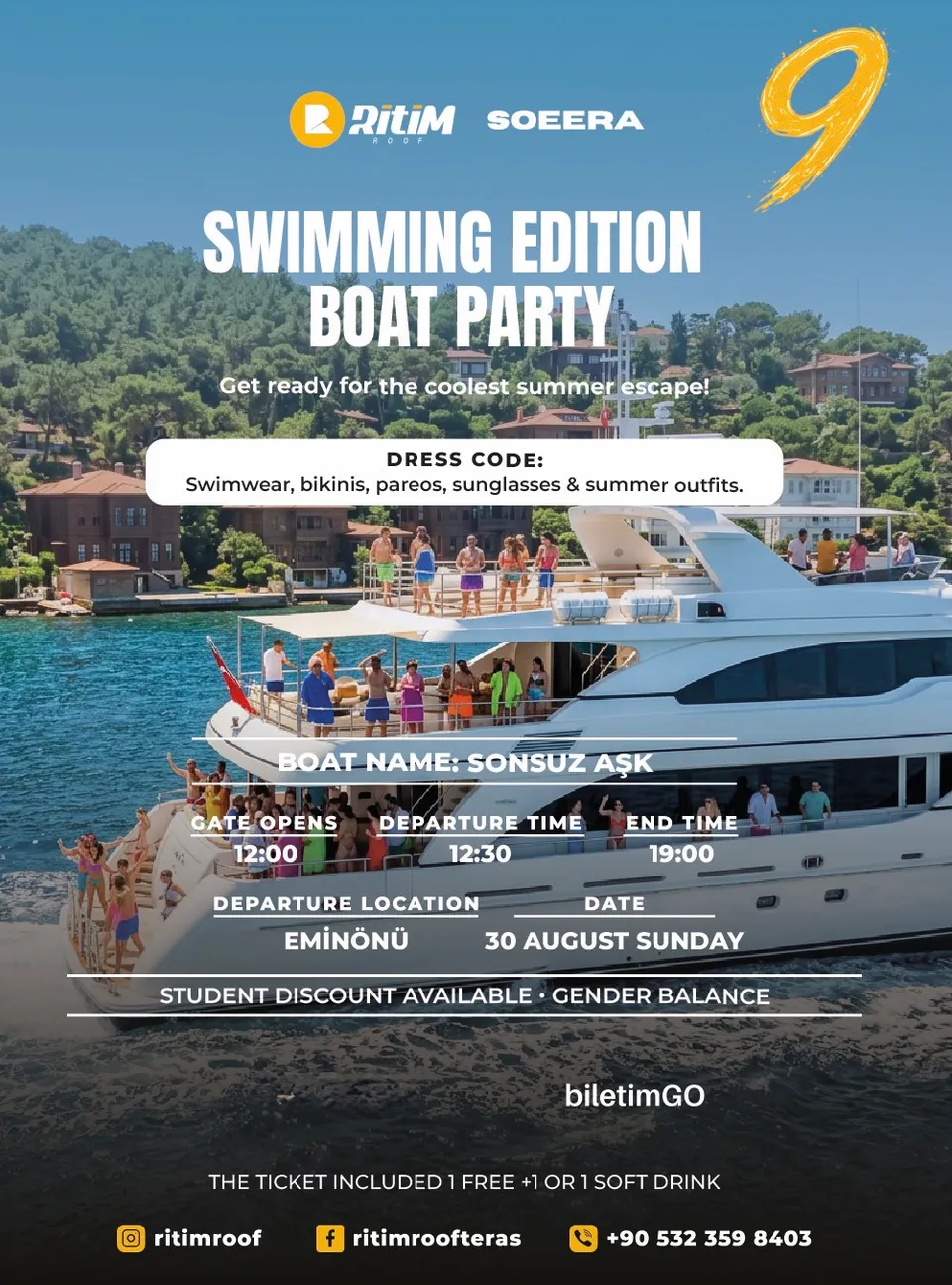 SWIMMING EDITION BOAT PARTY 9 card