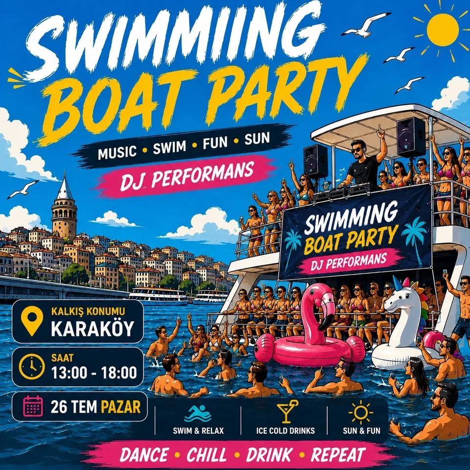 Swimming Boat Party card