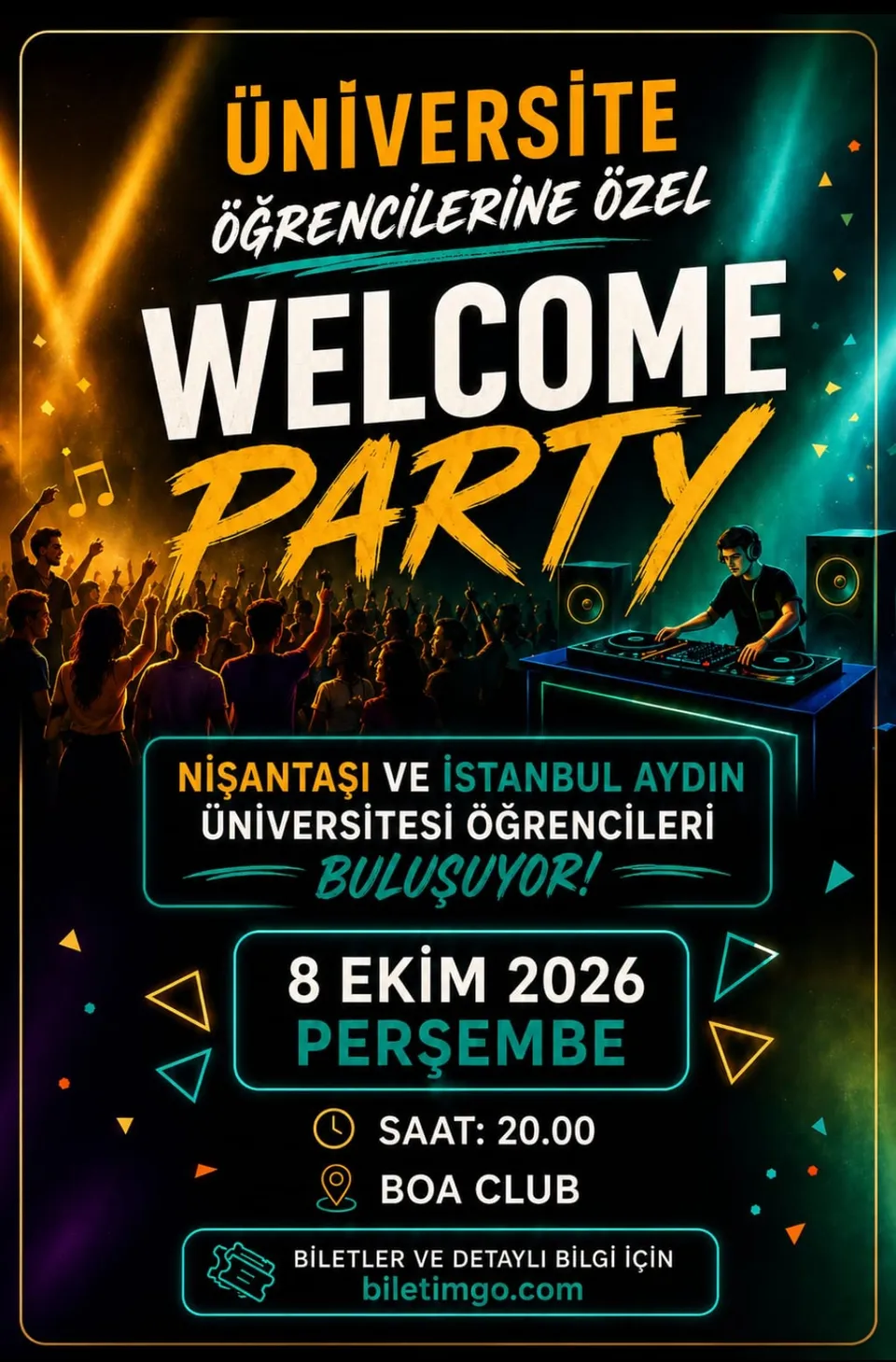UNIVERSITY WELCOME PARTY card