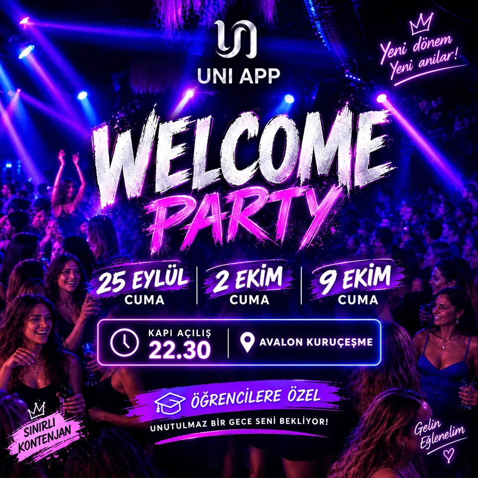 Welcome University Party card