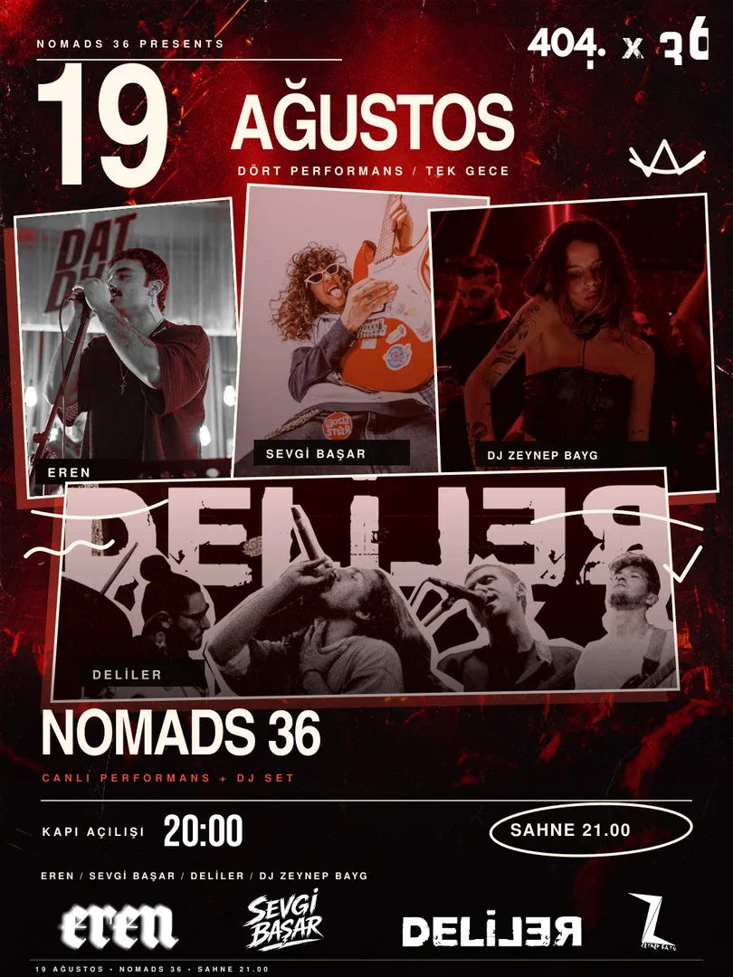 NOMADS 36 LIVE FEST: Deliler, Sevgi Başar, Eren &amp; DJ Zeynep Bayg card