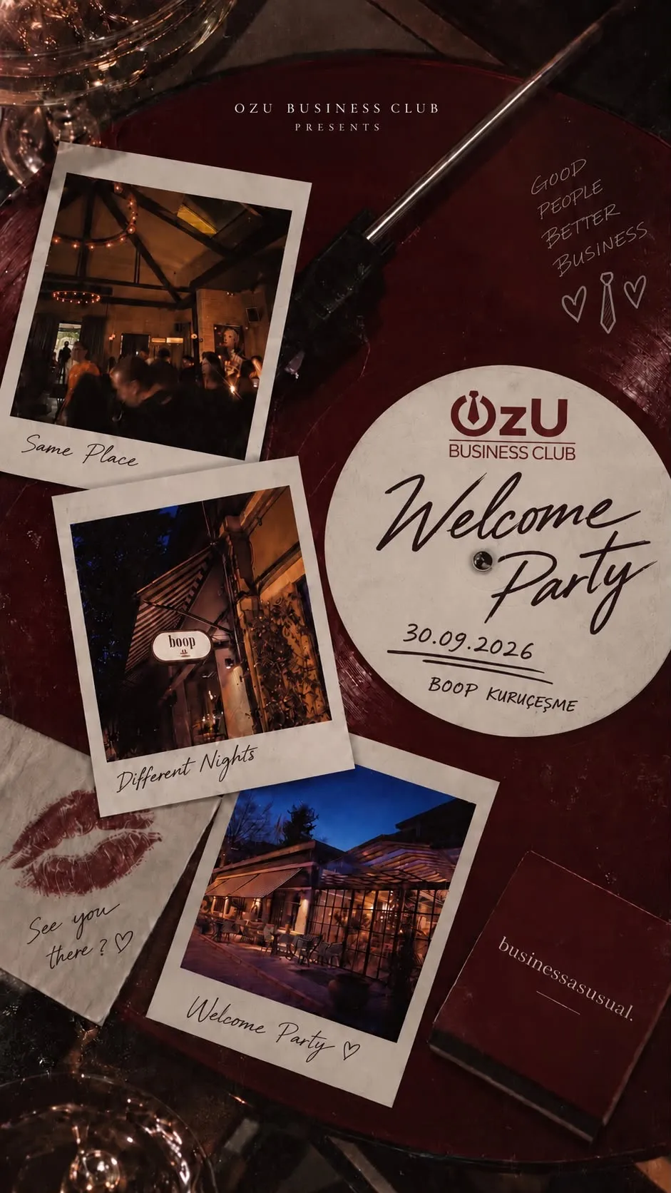 OzUBusiness Welcome Party card