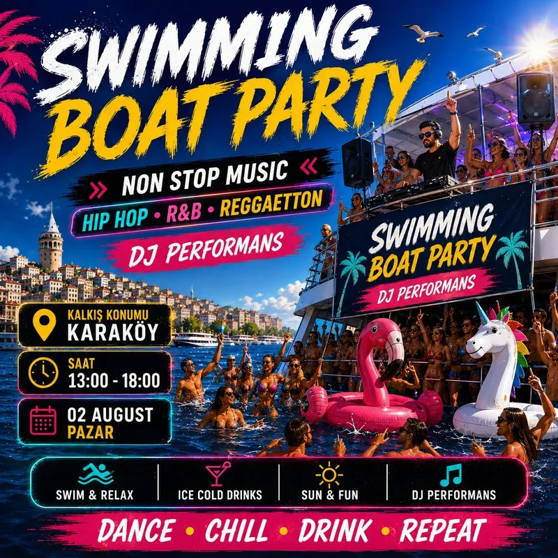 Swimming Boat Party card