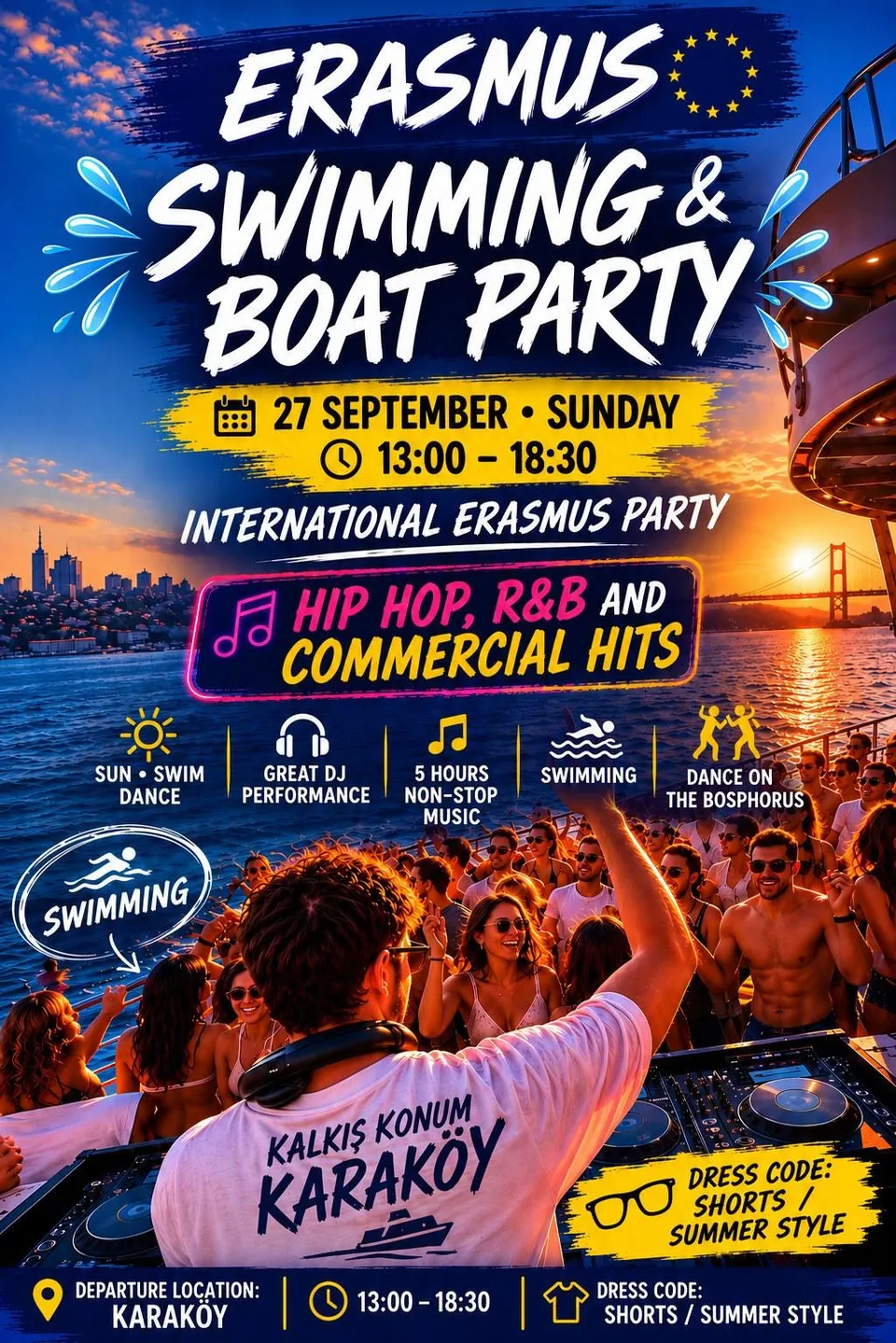 ERASMUS SWIMMING & BOAT PARTY card