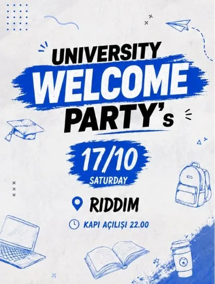 UNIVERSITY WELCOME PARTY - RIDDIM card