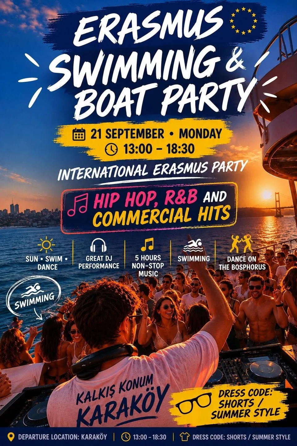 ERASMUS SWIMMING &amp; BOAT PARTY card