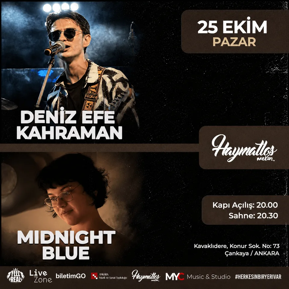 "DENİZ EFE KAHRAMAN" ve "MIDNIGHT BLUE" KONSERİ | HAYMATLOS MEKAN thumbnail