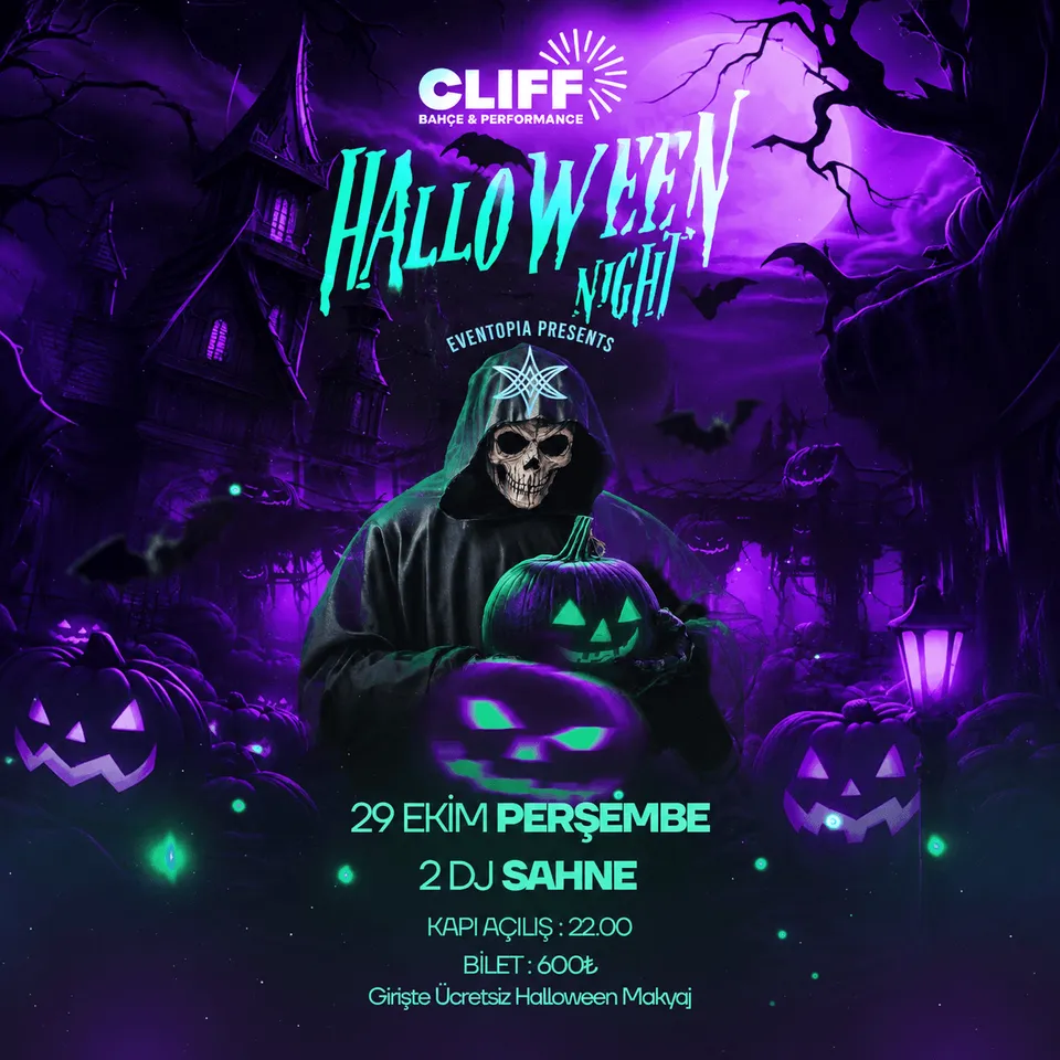 Halloween Party Cliff Venue card