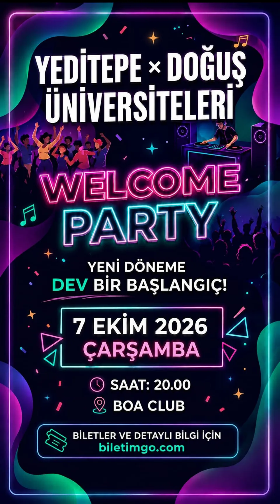 Yeditepe & Doğuş Üniversiteleri Welcome Party card
