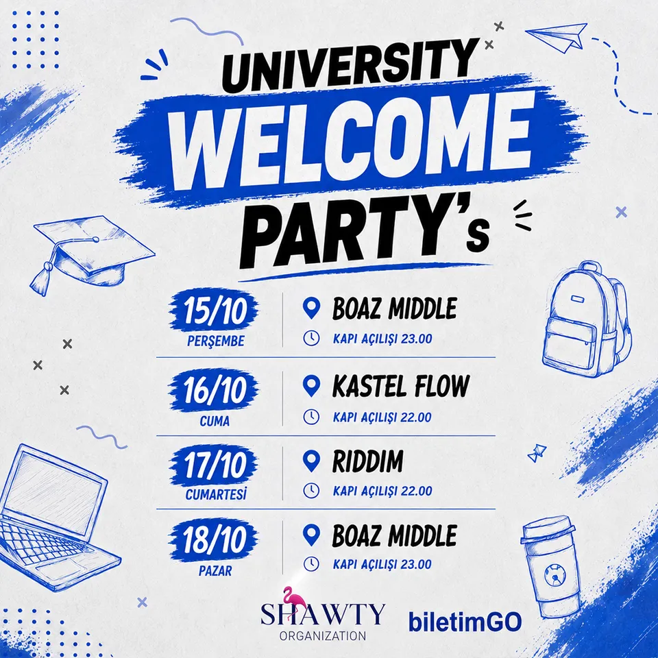 UNIVERSITY WELCOME PARTY's card