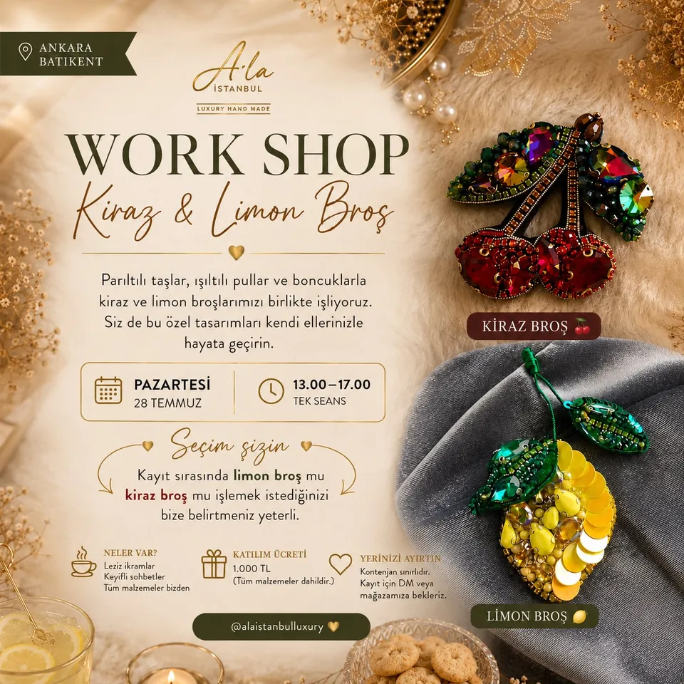 Kiraz &amp; Limon Broş Workshop card