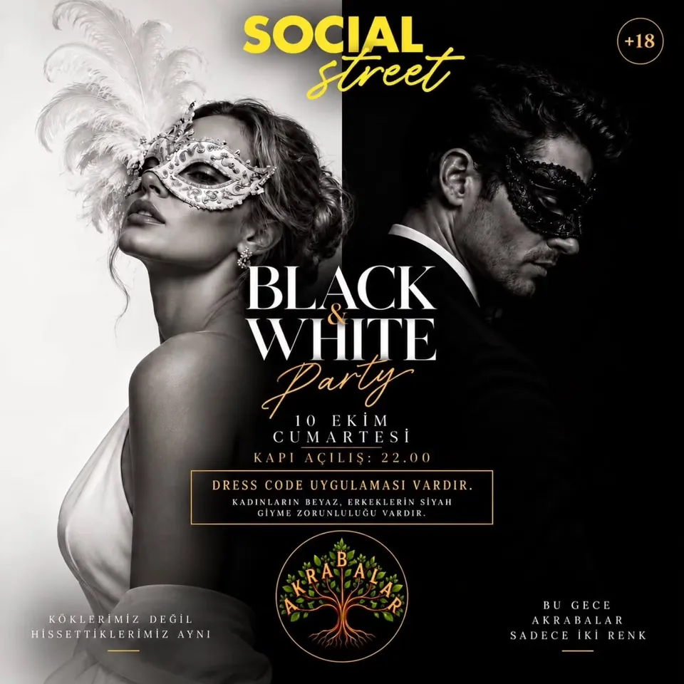 AKRABALAR BLACK &amp; WHITE PARTY card