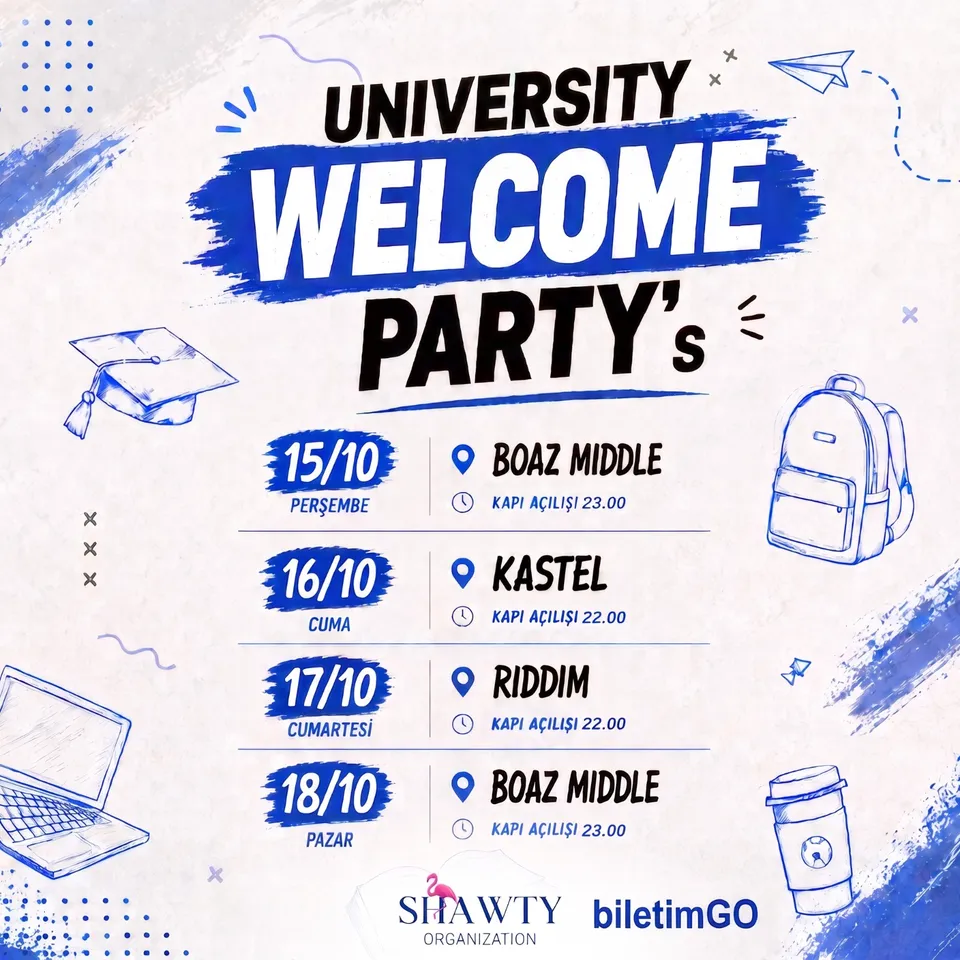 UNIVERSITY WELCOME PARTY's card