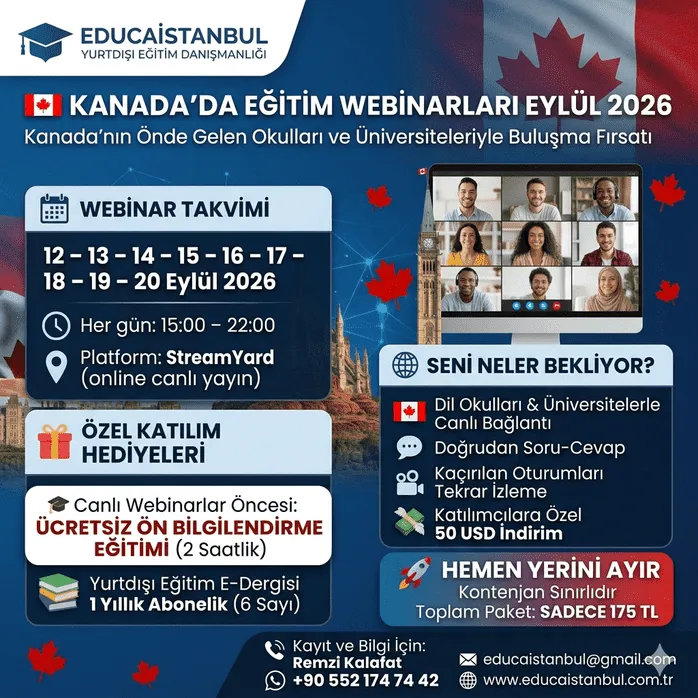 Kanada’da Eğitim Webinarları Eylül 2026 card