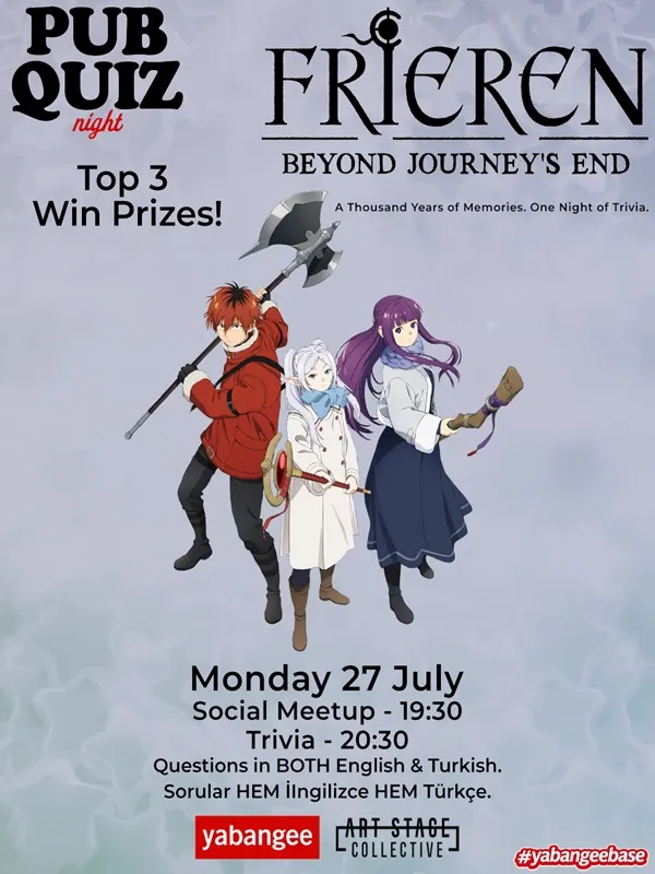 Pub Quiz on Frieren: Beyond Journey's End - Questions in English and Turkish card