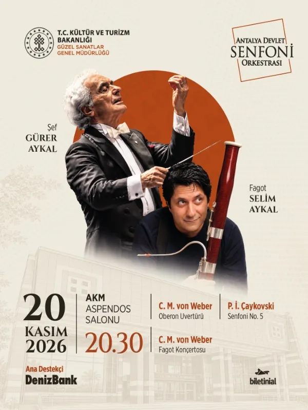 Gürer Aykal Yönetiminde | Çaykovski 5 & Weber - Antalya Devlet Senfoni Orkestrası - DenizBank Konserleri card