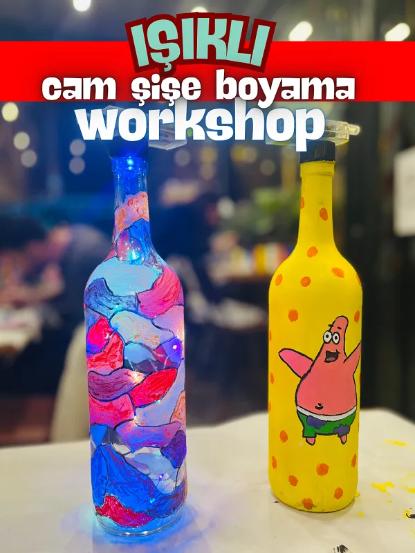 Işıklı Cam Şişe Boyama - Workshop card