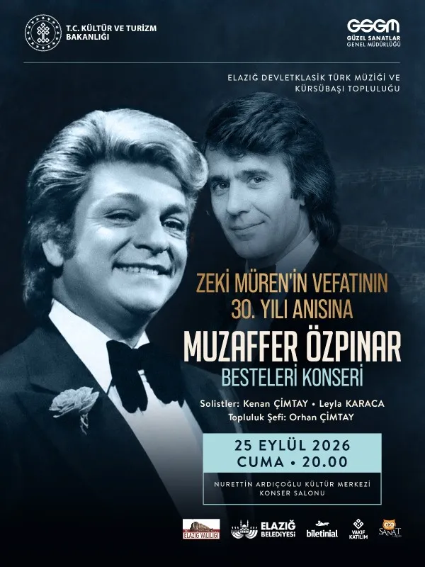 Zeki Müren'in Vefatının 30.Yılı Anısına Muzaffer Özpınar Besteleri Konseri - Elazığ Devlet Klasik Türk Müziği ve Kürsübaşı Topluluğu card