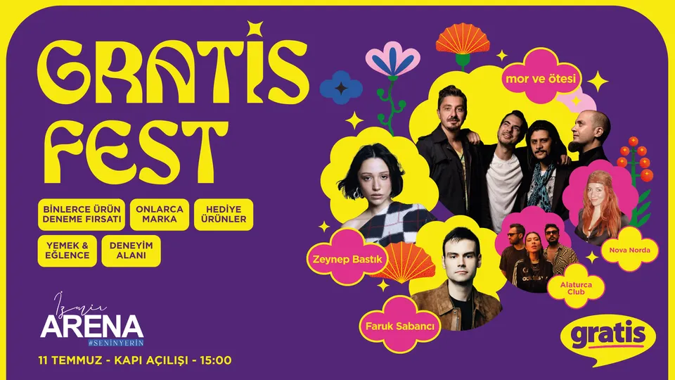 Gratis Fest İzmir : mor ve ötesi, Zeynep Bastık, Faruk Sabancı card